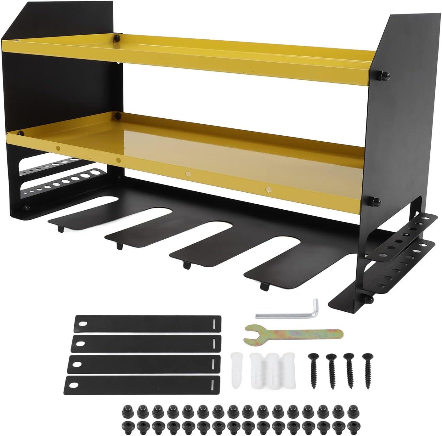 Gucagle Organisateur d'outils électriques, support mural robuste pour outils de garage, étagère de rangement, support de perceuse pour atelier, hangar en acier estampé, capacité de 35 lb-Oakmypad