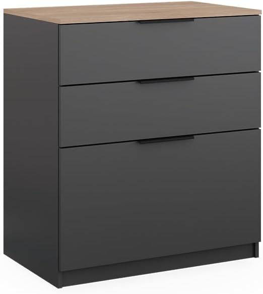 Vicco Commode avec tiroirs Betti, Anthracite/Chêne, 80 x 90 cm-Oakmypad