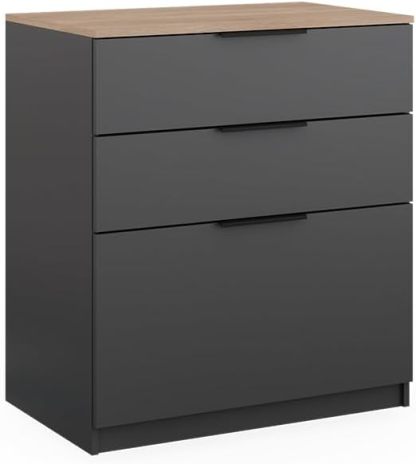 Vicco Commode avec tiroirs Betti, Anthracite/Chêne, 80 x 90 cm-Oakmypad