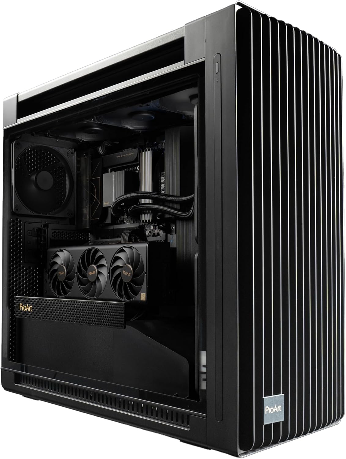 Boitier Asus ProArt PA602 E-ATX, Support de radiateur 420 mm, Ventilateur de 140 mm et Deux Ventilateurs de 200 mm préinstallés, indicateur de poussière IR sur Le Panneau Avant-Oakmypad