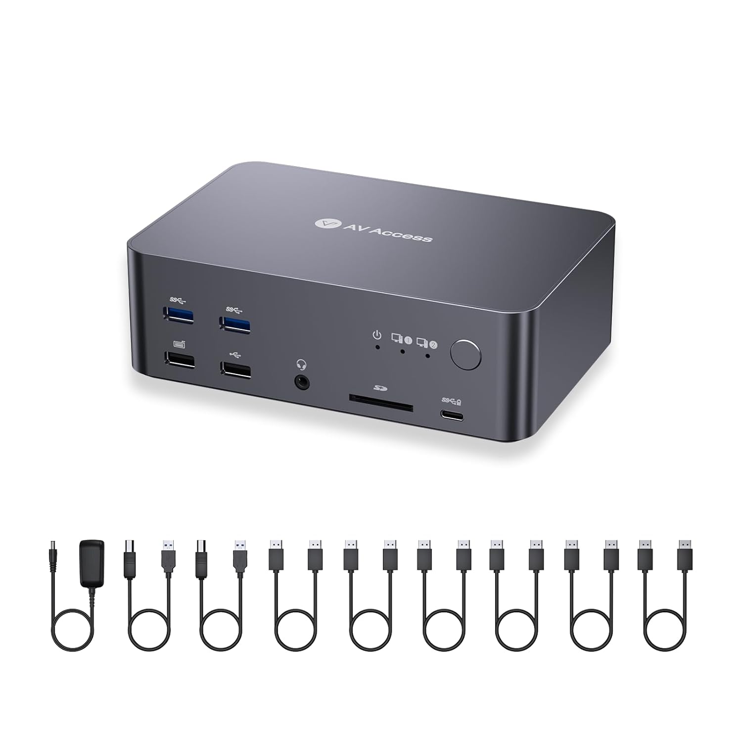 AV Access Commutateur KVM 3 Moniteurs 2 Ordinateurs 8K60Hz, avec 6 câbles DP, DisplayPort 2.0, Ethernet 1G, USB 3.0, Station d'accueil 3 Moniteur, 4K165/144Hz, 2K144Hz (Desktop Only)-Oakmypad