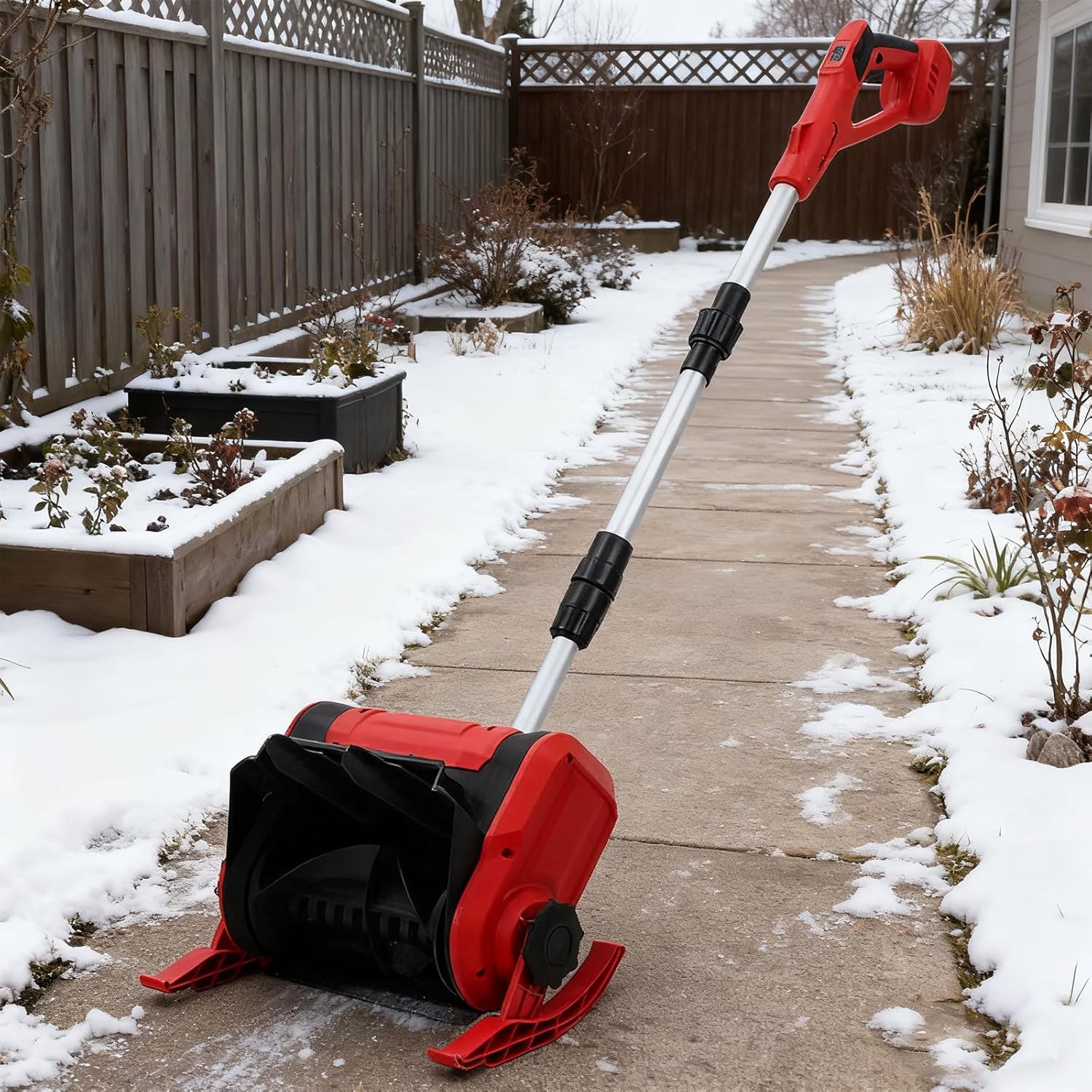 ORIDLECTAL Déneigement Léger, Fraise a Neige Electrique, Deneigeuse Electrique, Batterie 20V 4Ah, Moteur 1200W, Portée 16cm, pour Allées et Seuils de Porte, Utilisation Aisée-Oakmypad