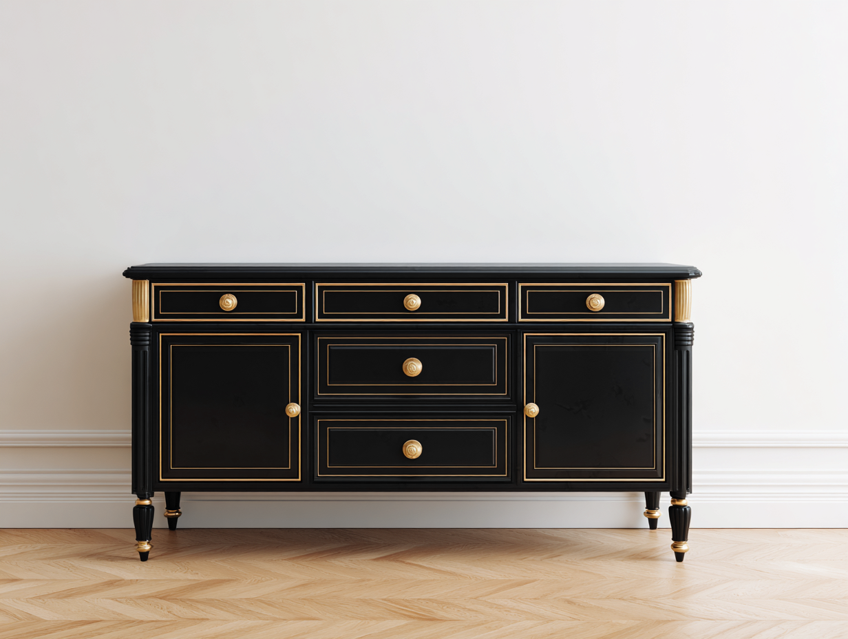 Meuble d'entrée en bois 165x40x86 cm - noir - pour entrée - design classique-Oakmypad