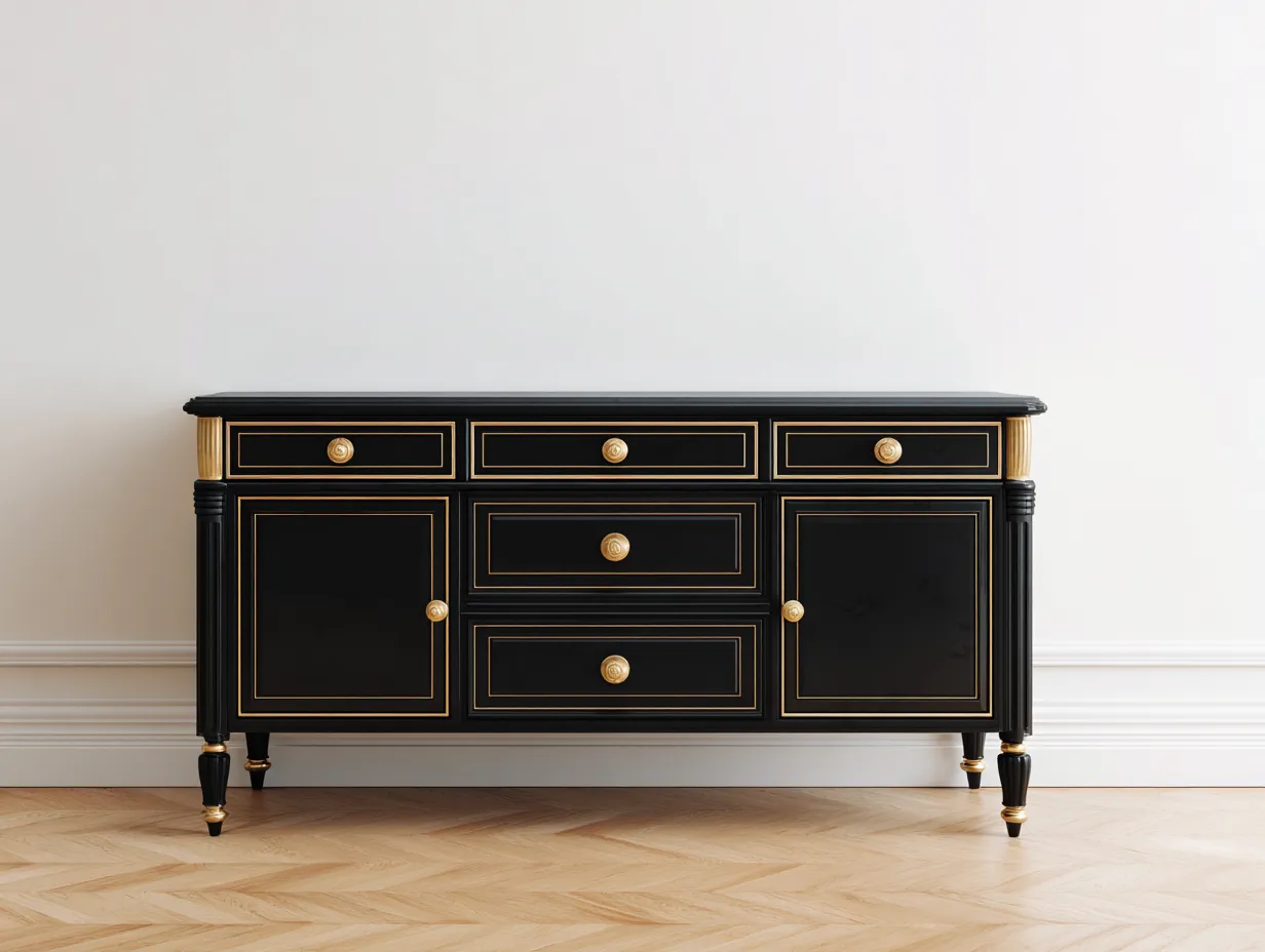 Meuble d'entrée en bois 165x40x86 cm - noir - pour entrée - design classique-Oakmypad