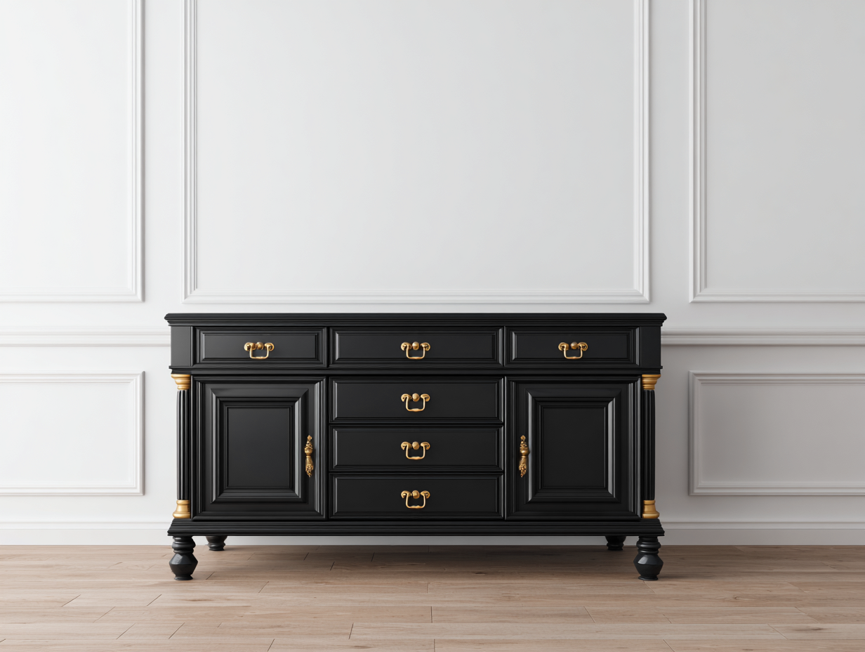 Meuble d'entrée en bois 170x42x88 cm - noir - pour entrée - design classique-Oakmypad