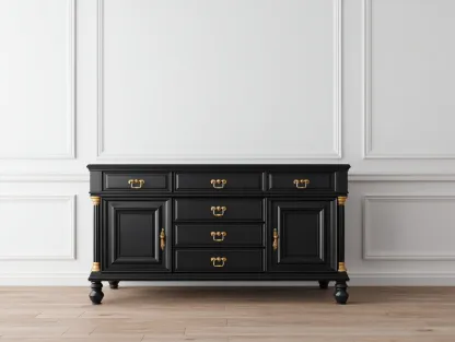 Meuble d'entrée en bois 170x42x88 cm - noir - pour entrée - design classique-Oakmypad