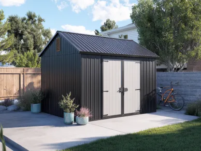 Abri de jardin en métal 260x200x220 cm - gris - blanc - rangement extérieur - design moderne-Oakmypad