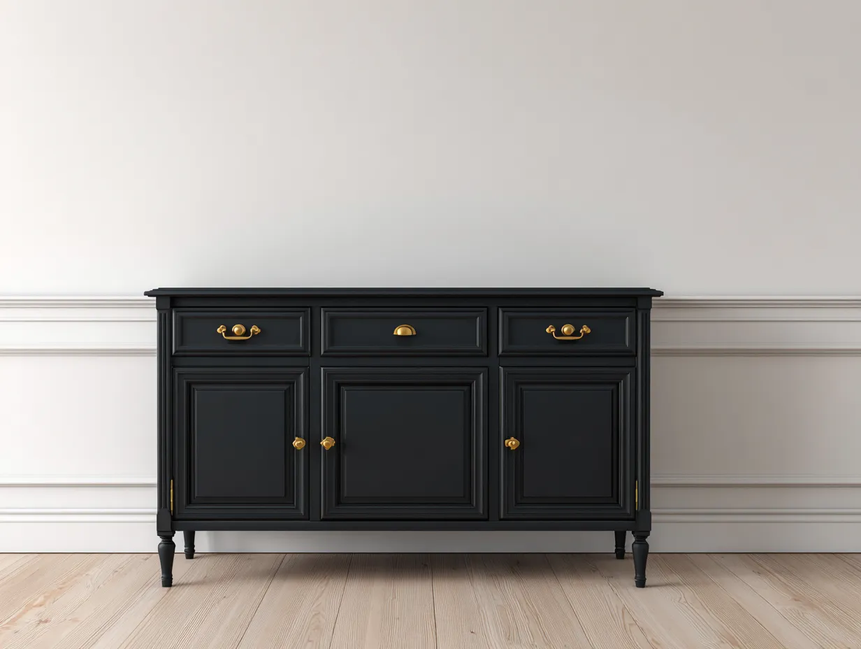 Meuble d'entrée en bois 160x45x88 cm - noir - style classique avec rangement-Oakmypad