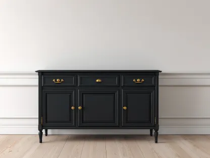 Meuble d'entrée en bois 160x45x88 cm - noir - style classique avec rangement-Oakmypad