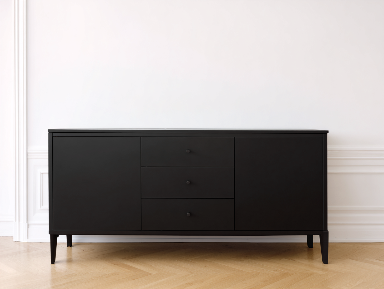 Meuble d'entrée en bois 160x40x80 cm - noir - pour entrée - design moderne-Oakmypad