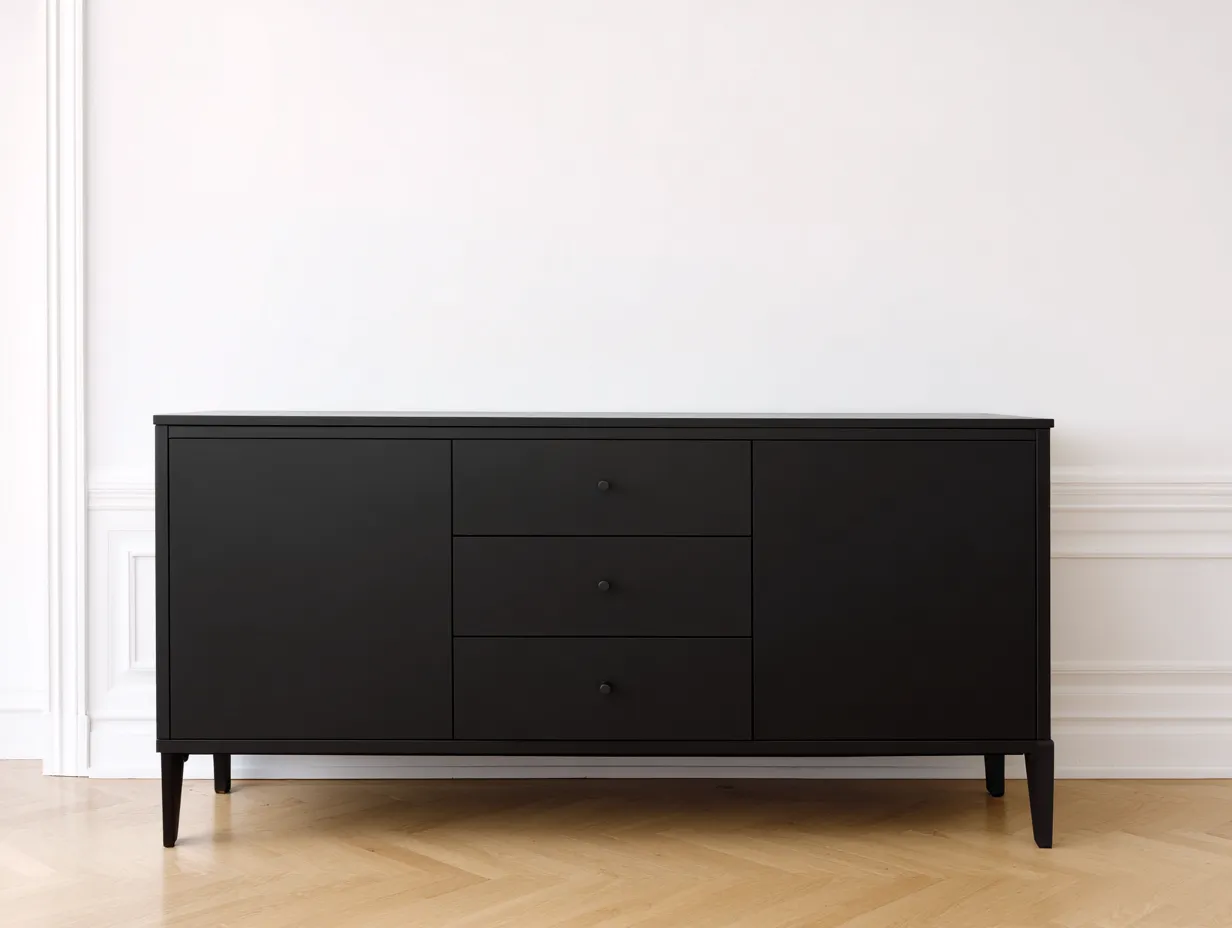 Meuble d'entrée en bois 160x40x80 cm - noir - pour entrée - design moderne-Oakmypad