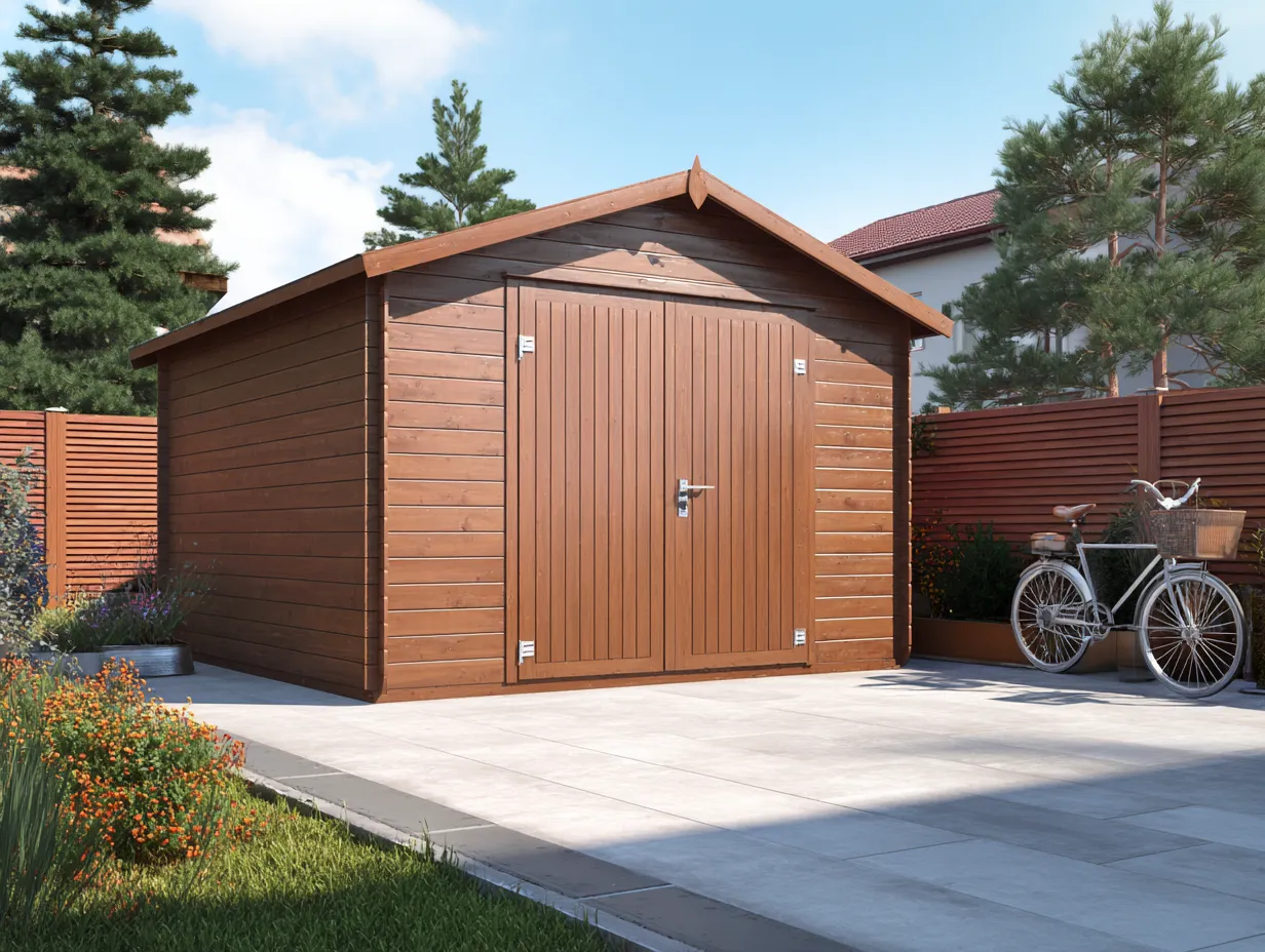 Abri de jardin en bois 260x220x230 cm - bois marron - rangement extérieur style traditionnel-Oakmypad