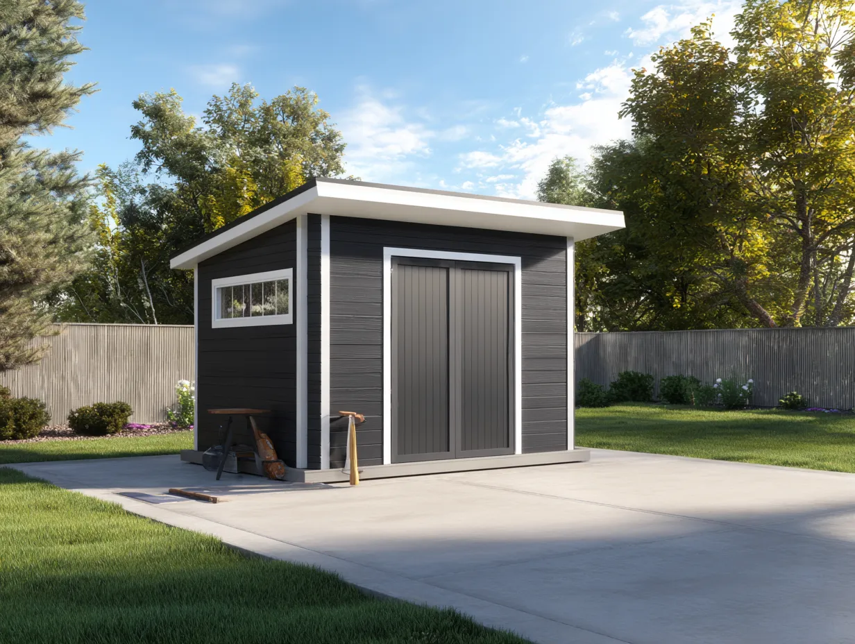 Abri de jardin en bois 240x180x210 cm - gris anthracite - rangement extérieur - design moderne-Oakmypad