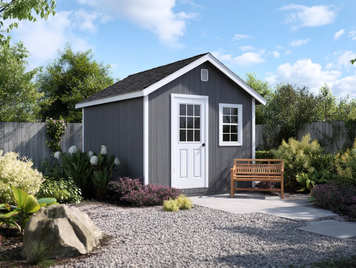 Abri de jardin en bois 200x160x225 cm - gris - rangement extérieur style classique-Oakmypad