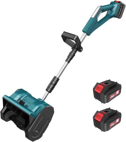 hzexun Kit de déneigement sans Fil 21 V,Kit Fraise à Neige,Largeur de déneigement de 33 cm,Fraise à Neige électrique Portable pour terrasses, escaliers, patios,2 Batteries de 2 Ah et Chargeur Inclus-Oakmypad