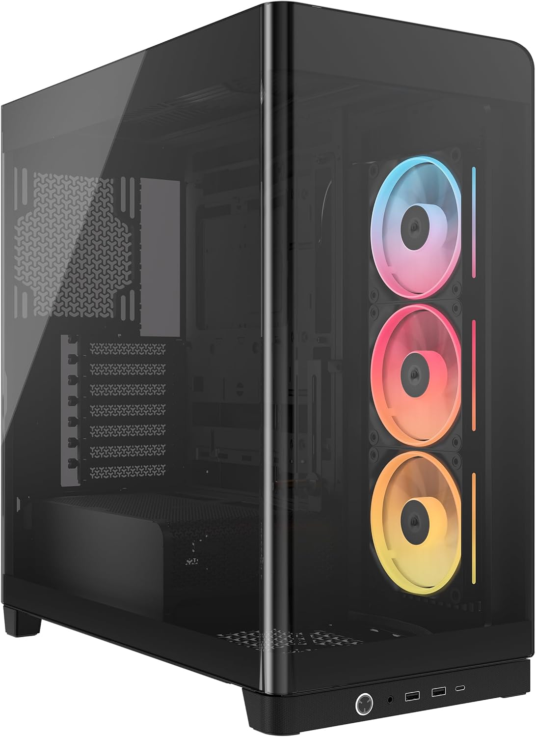 Corsair Frame 4500X LX-R RGB Link Boîtier PC Moyen-Tour en Verre panoramique - Système de Fixation du Ventilateur InfiniRail, Peut accueillir Deux radiateurs de 360 mm, 3X LX120R RGB Link - Noir-Oakmypad