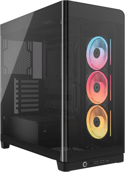 Corsair Frame 4500X LX-R RGB Link Boîtier PC Moyen-Tour en Verre panoramique - Système de Fixation du Ventilateur InfiniRail, Peut accueillir Deux radiateurs de 360 mm, 3X LX120R RGB Link - Noir-Oakmypad