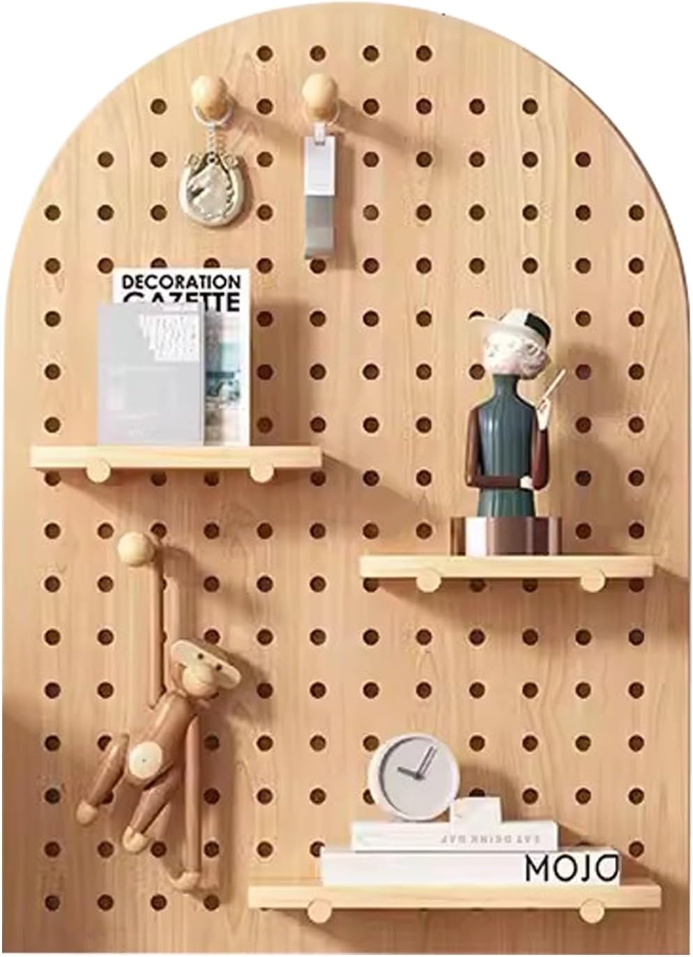 Kit d'organisation de panneaux perforés en bois - Affichage mural pour des solutions de rangement efficaces à la maison, au bureau et au garage-Oakmypad