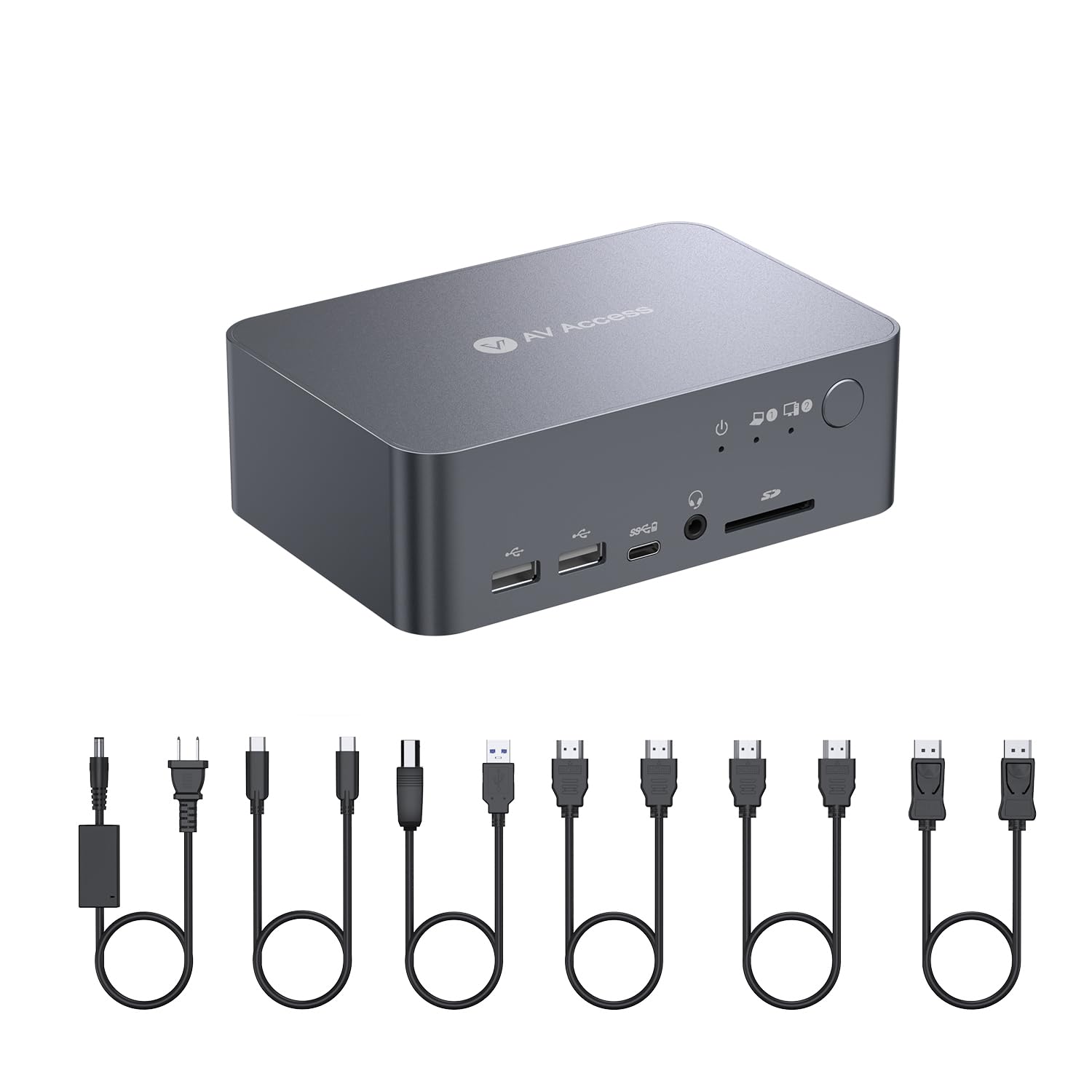 Commutateur KVM à Double écran pour Ordinateur Portable et de Bureau, Charge de Type C 60 W pour Ordinateur Portable, Ethernet, EDID, avec HDMI et DisplayPort, USB-C MST Dual 4K 60 Hz, 1080P 240-Oakmypad