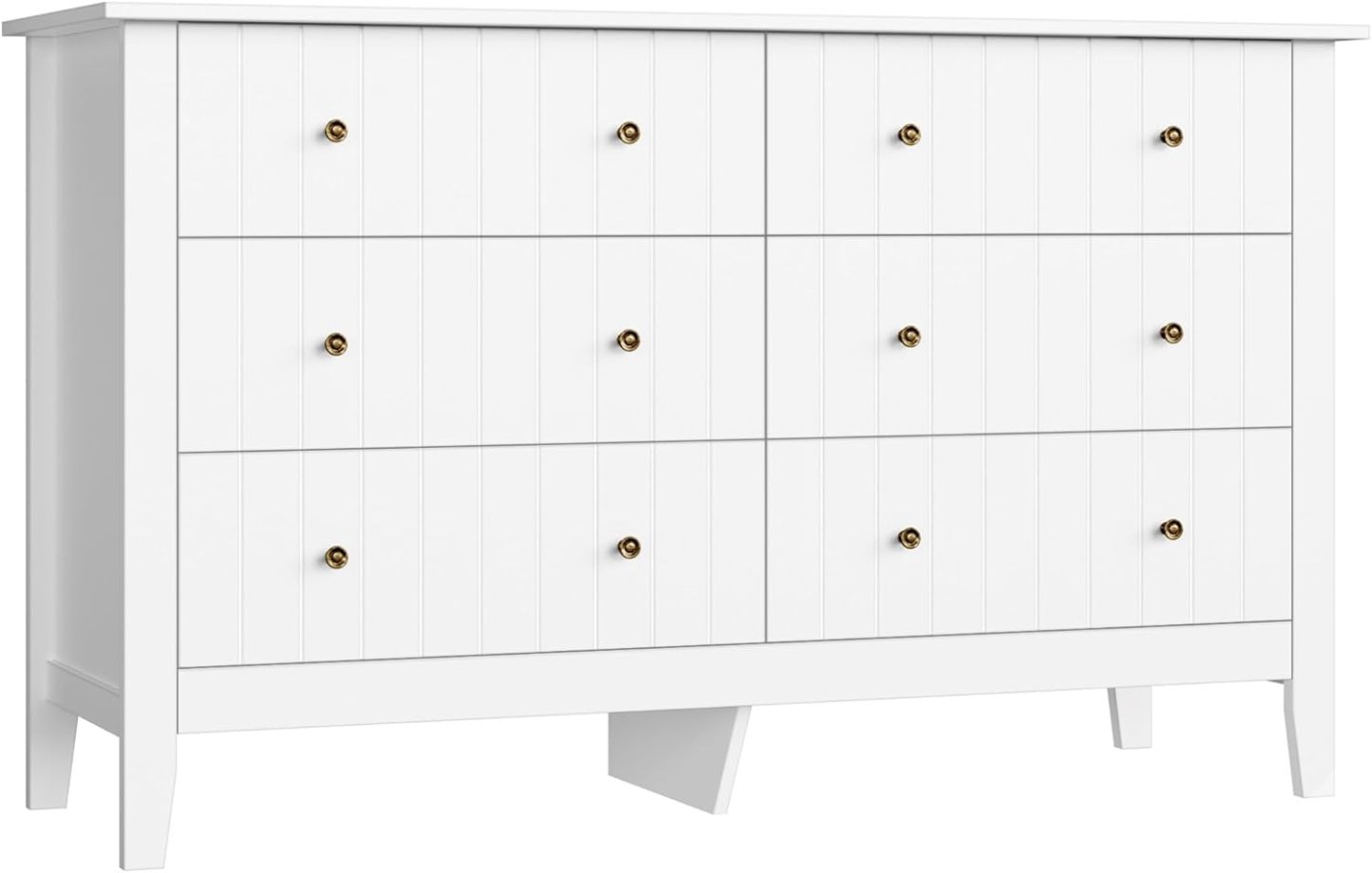 FOREHILL Commode avec 6 Tiroirs Commode Chambre Adulte Grande Commode Blanche Meuble de Rangement pour Salon Moderne en Bois 133x45x79.5cm-Oakmypad