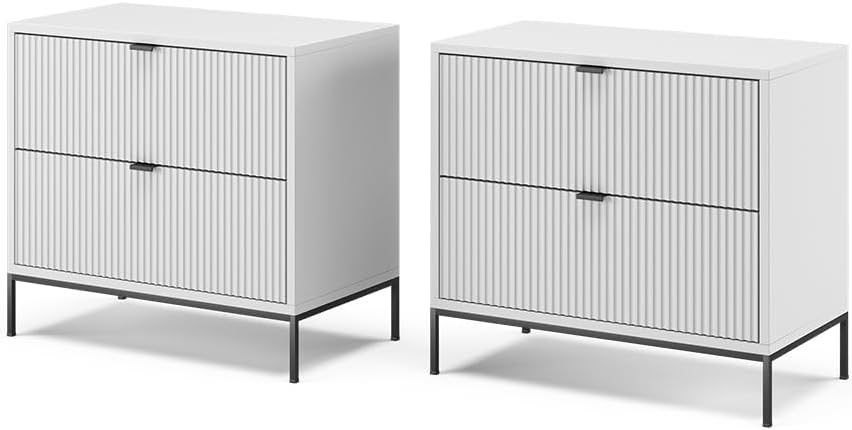 Vicco Table de Chevet Eliza, Blanc, Lot de 2-Oakmypad