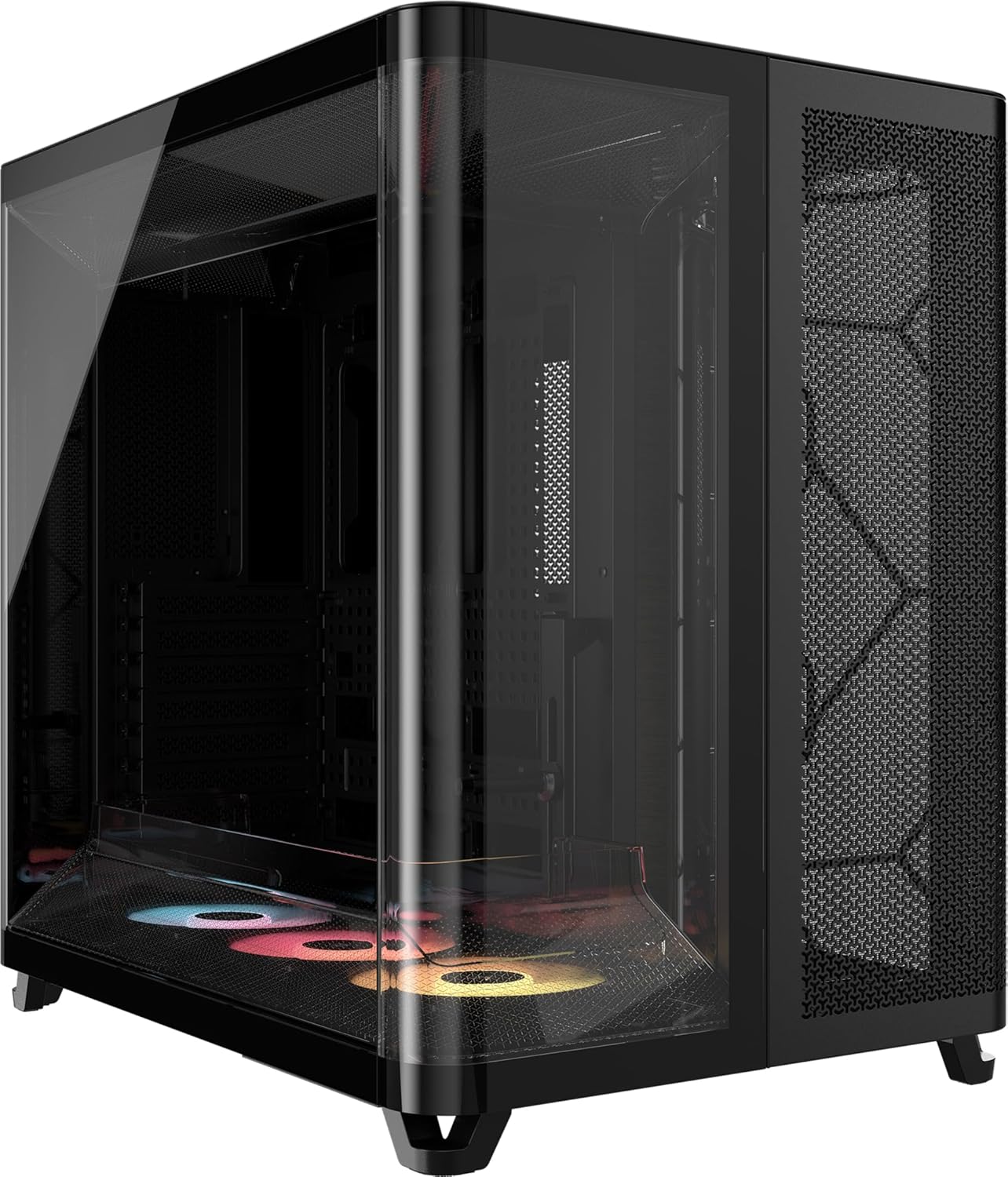 CORSAIR AIR 5400 RS-R ARGB Boîtier PC Triple Chambre Moyen-Tour Panoramique - Chambre Isolée pour AIO 360mm, Compatible Mères À Connexion Inversée, 3X Ventilateurs ARGB RS-R Inclus - Noir-Oakmypad