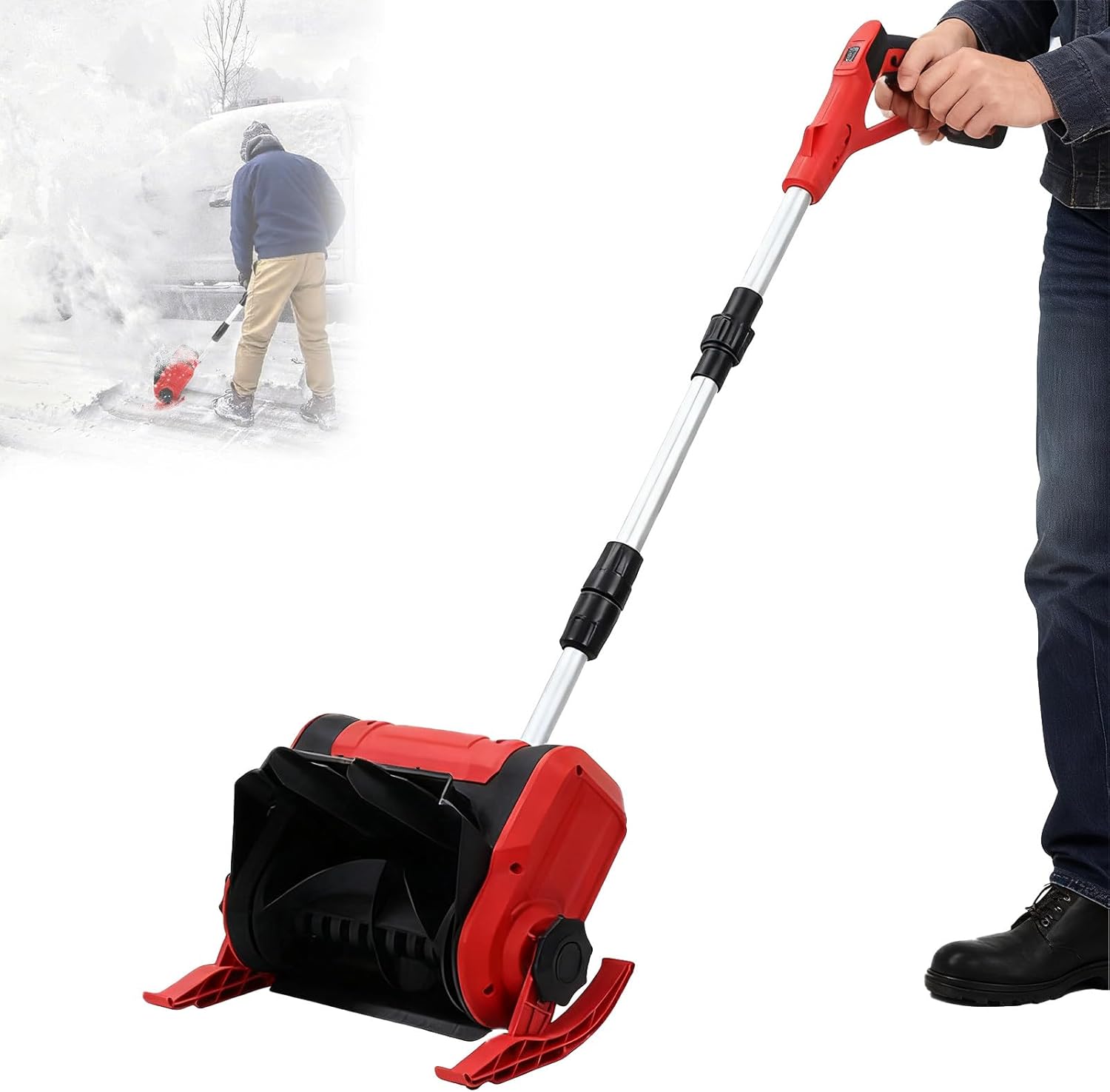 ORIDLECTAL Fraise à Neige, Deneigeuse Electrique, Déneigement pour Allées, Batterie 20V 4Ah, Moteur Haute Puissance 1200W, Portée 16cm, Léger et Facile à Manipuler-Oakmypad