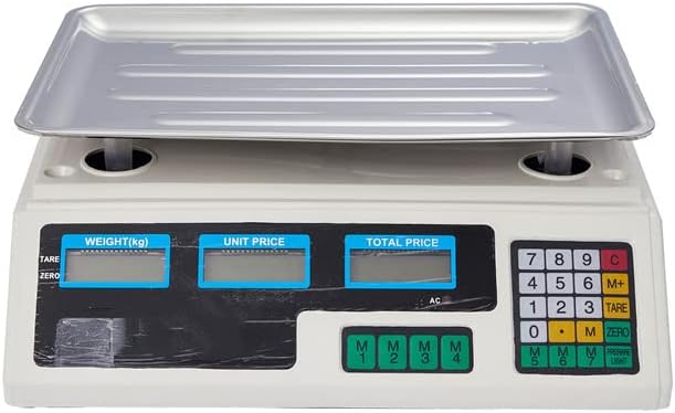 Balances de cuisine électroniques, balances de cuisine numériques, balances de table commerciales, balances de calcul de prix, balance plate-forme en acier inoxydable 40 kg avec écran LCD, blanc et n-Oakmypad