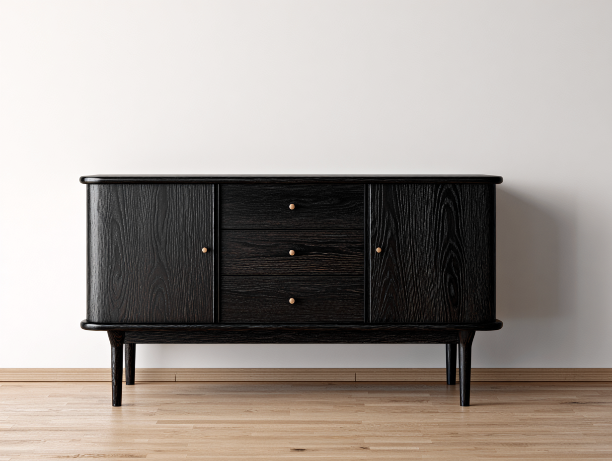 Meuble d'entrée en bois 140x45x80 cm - noir - style classique avec rangement-Oakmypad