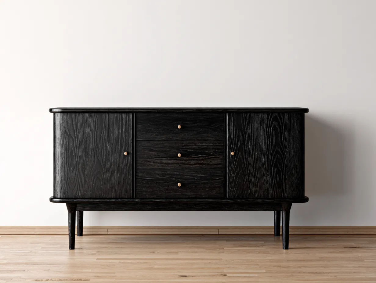 Meuble d'entrée en bois 140x45x80 cm - noir - style classique avec rangement-Oakmypad