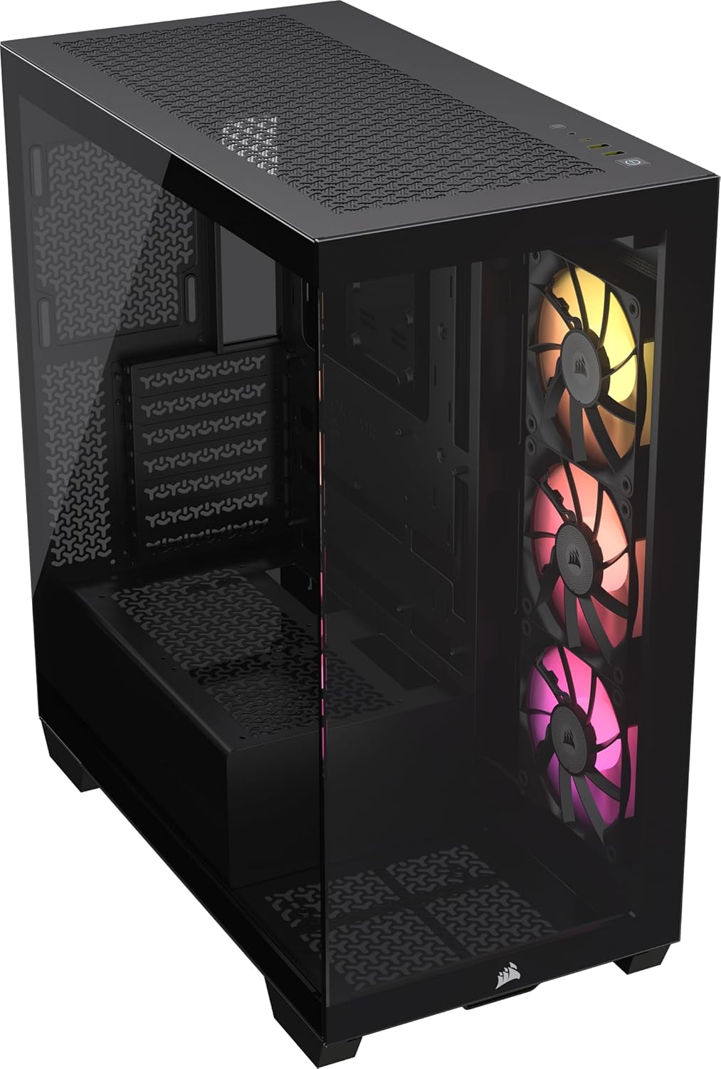 CORSAIR iCUE LINK 3500X RGB Boîtier PC ATX Mid-Tower à Double Chambre - Verre Trempé Panoramique, Connexion Inversée Compatible avec La Carte Mère, 3X Ventilateurs iCUE Link RX120 RGB Inclus - Noir-Oakmypad