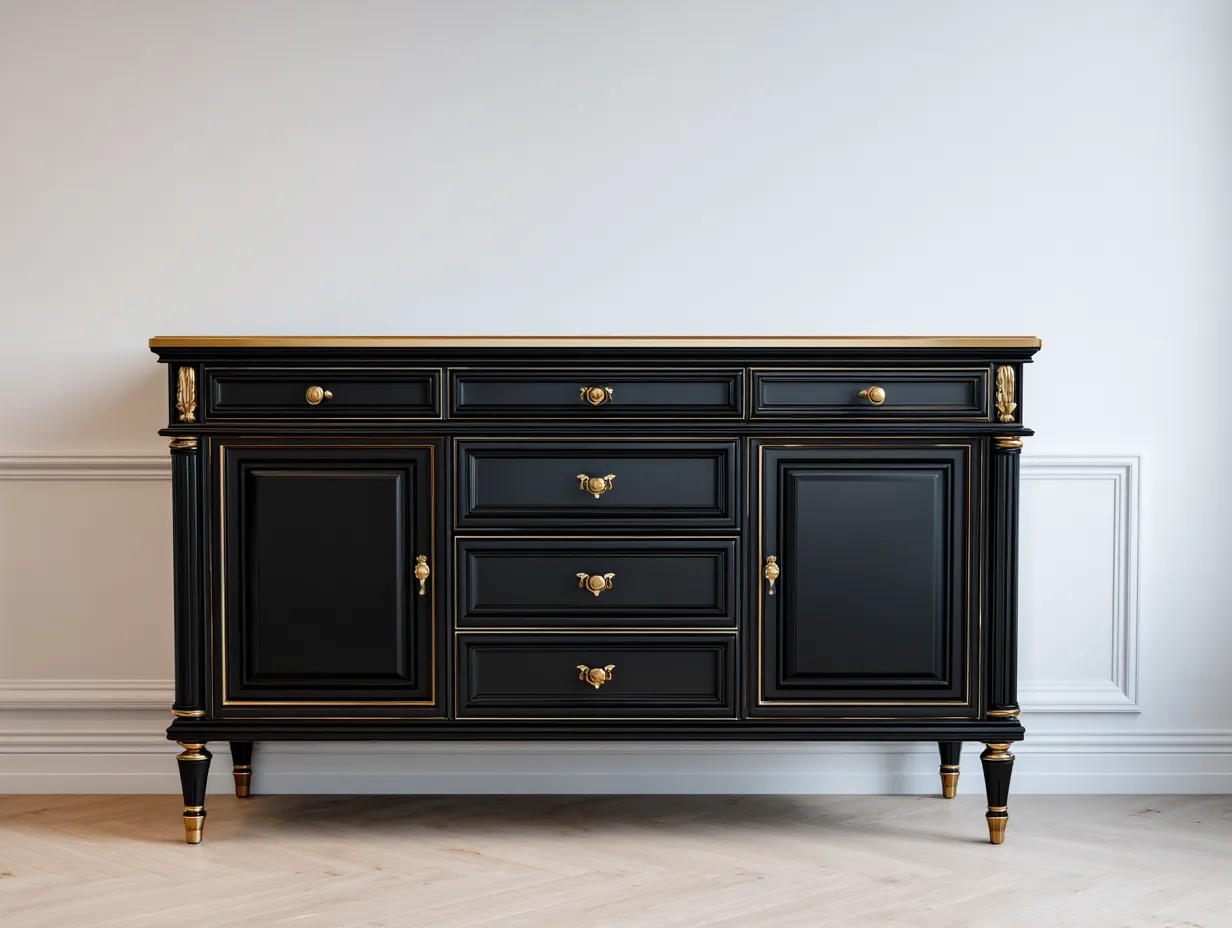 Meuble d'entrée en bois 180x45x85 cm - noir - pour entrée - design classique-Oakmypad