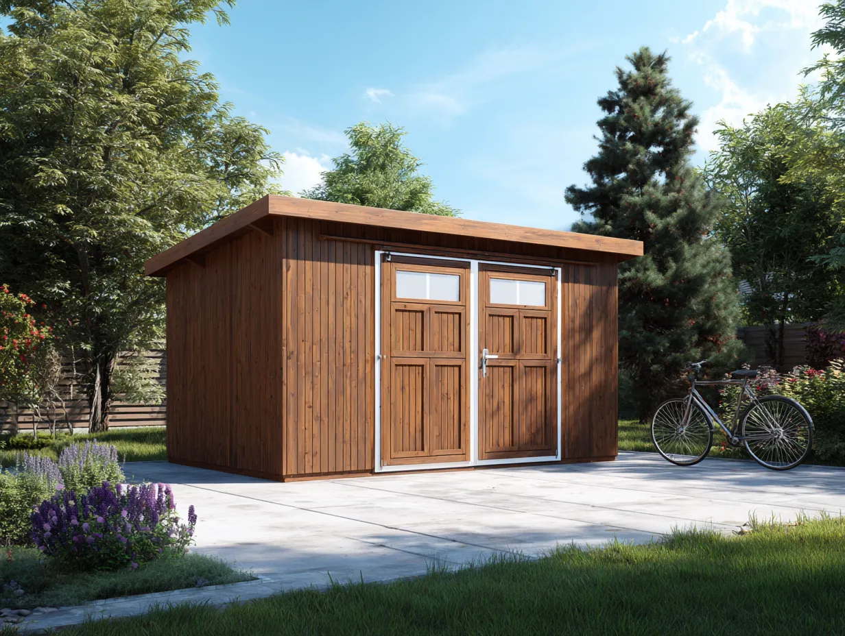 Abri de jardin en bois 240x200x220 cm - bois marron - rangement extérieur style moderne-Oakmypad