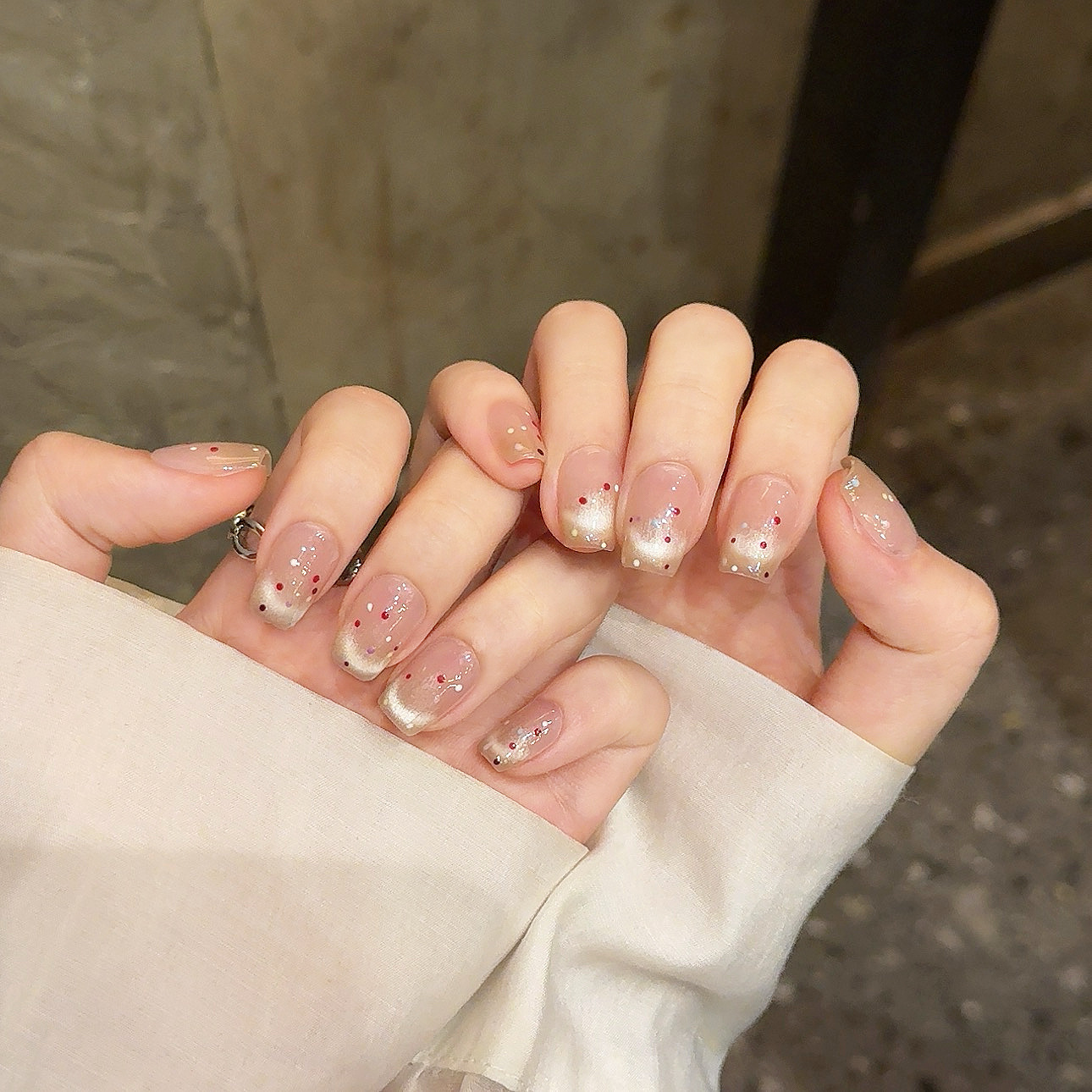 Sweet Pastry: Vintage French Polka Dot Silk Cat-Eye Nails