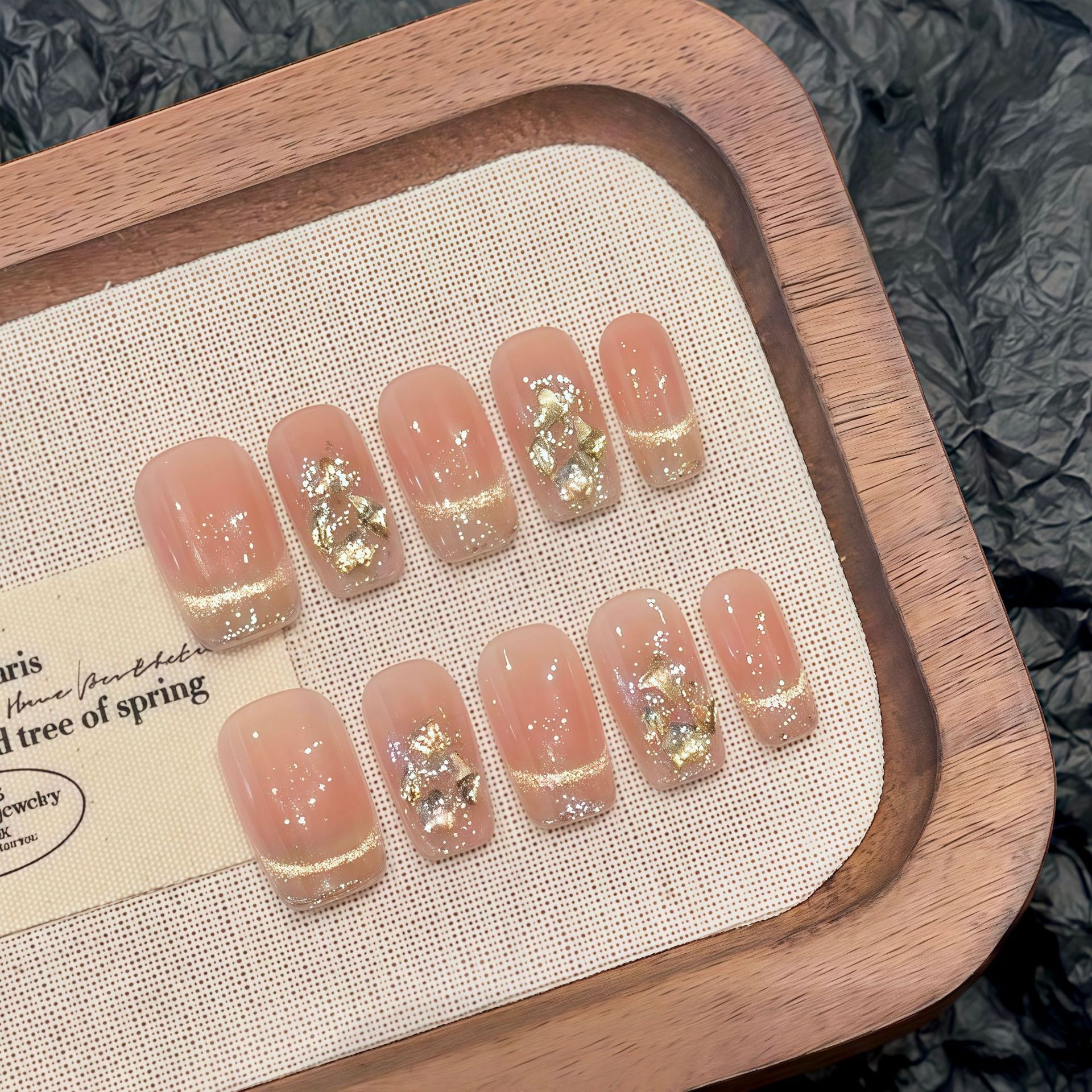 Golden Sunlight: Foil & Crystal French Nail Art