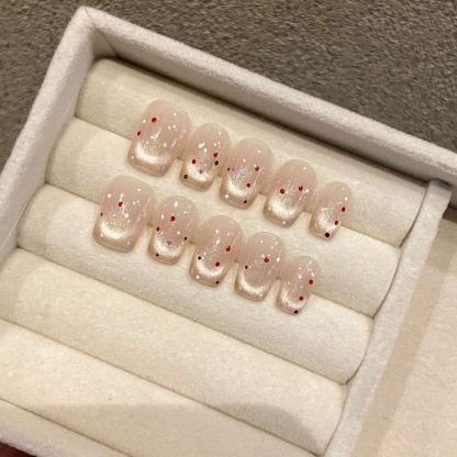 Sweet Pastry: Vintage French Polka Dot Silk Cat-Eye Nails