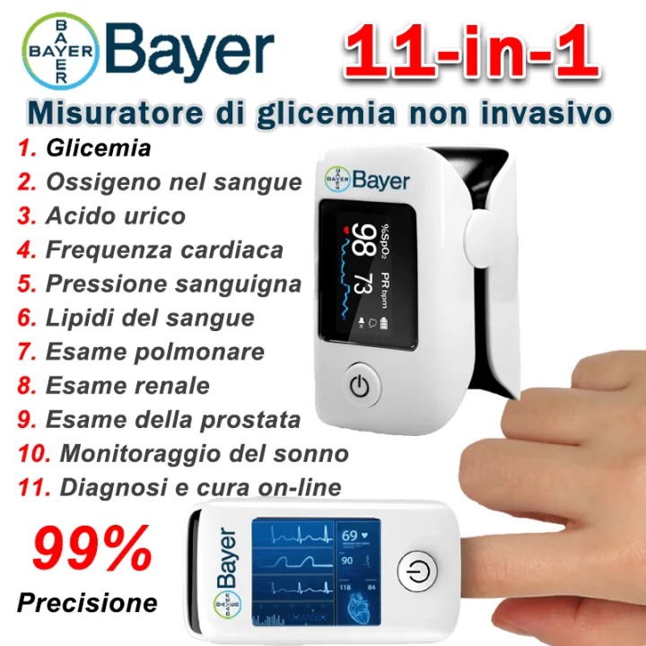 【11-in-1】Misuratore di glicemia multifunzionale non invasivo Bayer