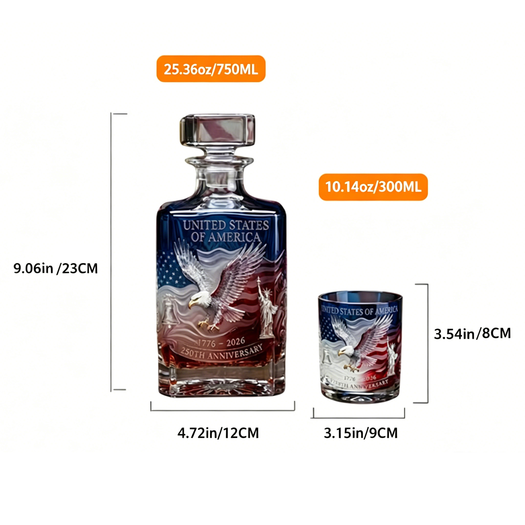 Limited Edition 2026 USA 250th Anniversary Commemorative Glass – 1776-2026 Heritage Edition