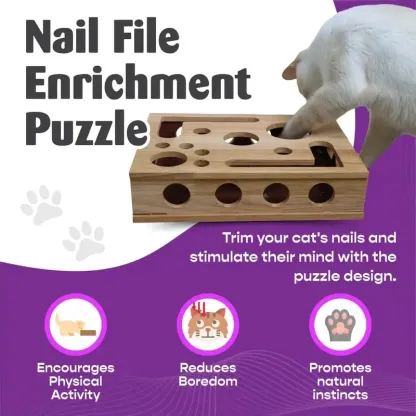 😻✨Cat Scratch Puzzle Enrichment Box: Nail File Stress Free Alternative to Clippers and Grinders.