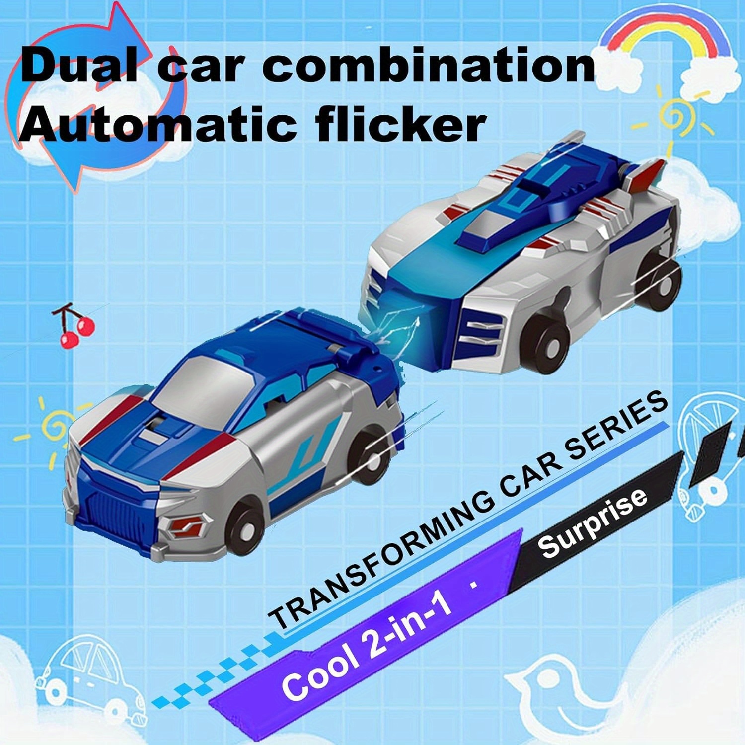 🔥Last Day 49% OFF - 😮 2-in-1 Transforming Race Car Dinosaur Automatic Transforming Toy
