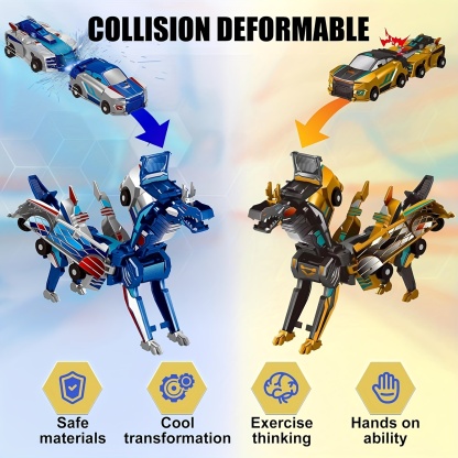 🔥Last Day 49% OFF - 😮 2-in-1 Transforming Race Car Dinosaur Automatic Transforming Toy