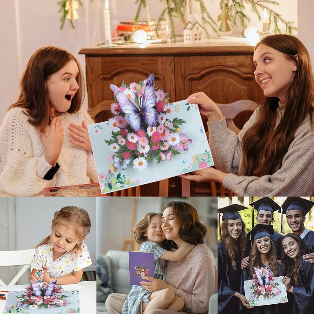 🦋 Vibrant 3D  Butterfly & Daisy Pop-Up Greeting Card