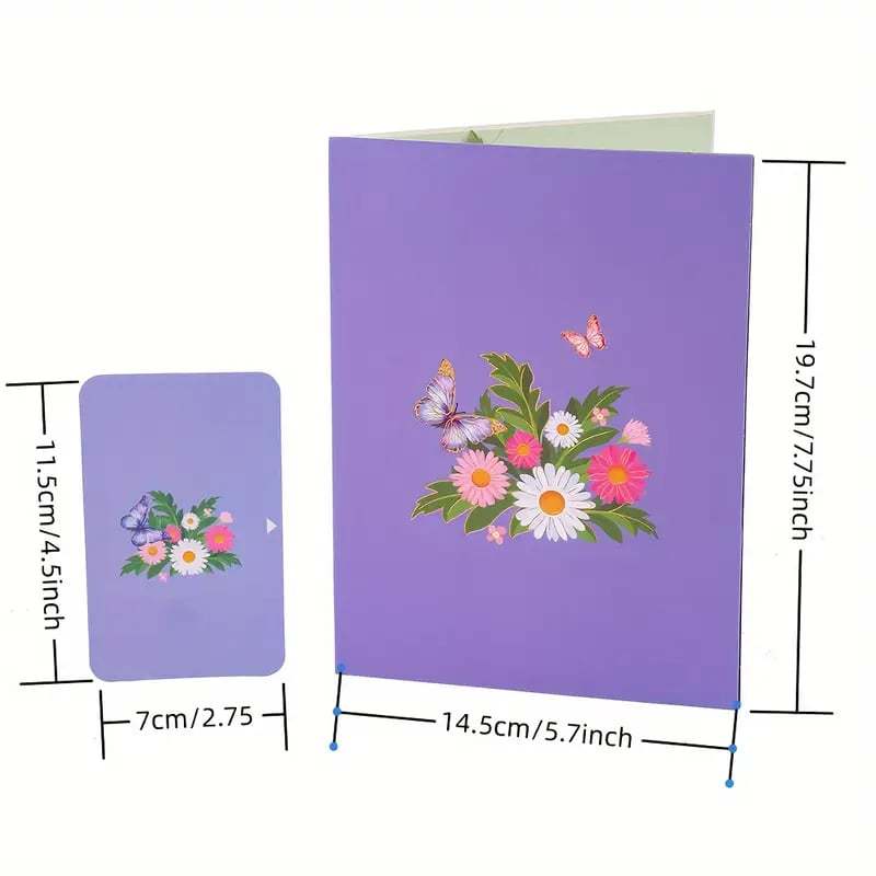 🦋 Vibrant 3D  Butterfly & Daisy Pop-Up Greeting Card