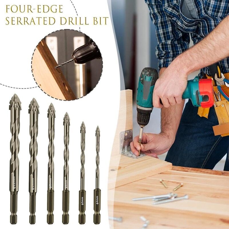 🔥New Four-Flute Sawtooth Eccentric Drill Bit Set(1 Set 6 PCS) 🔥