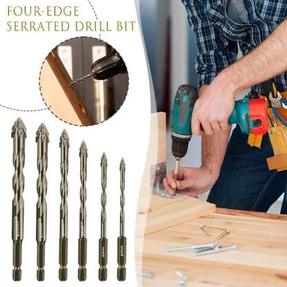 🔥New Four-Flute Sawtooth Eccentric Drill Bit Set(1 Set 6 PCS) 🔥
