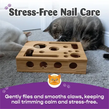 😻✨Cat Scratch Puzzle Enrichment Box: Nail File Stress Free Alternative to Clippers and Grinders.