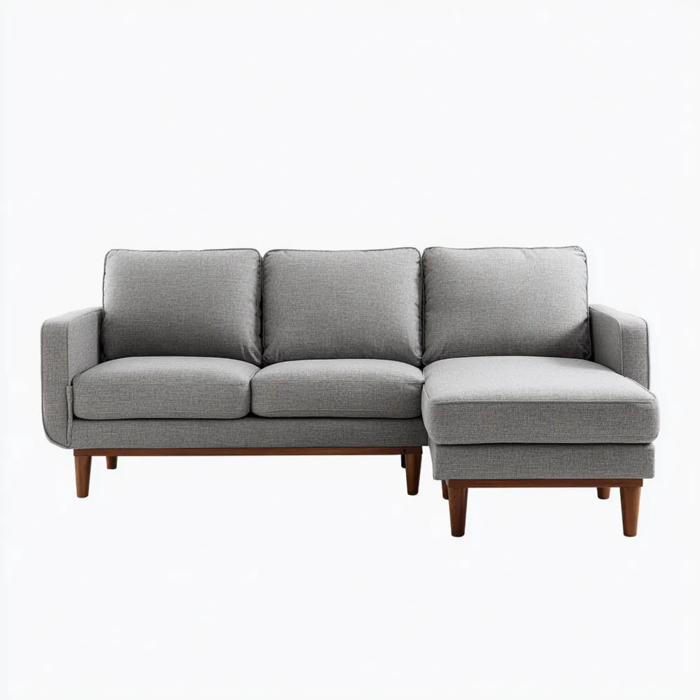 Divano angolare moderno in tessuto 265x160x85 cm – Grigio Chiaro