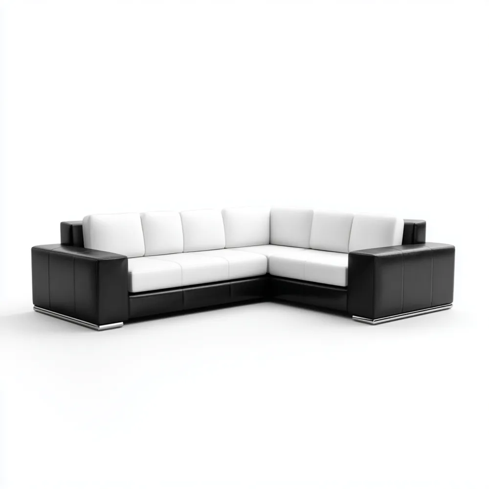Divano angolare pelle 250x150x85 cm – Nero/Bianco – Design moderno