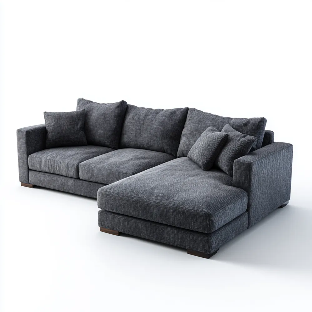 Divano angolare in tessuto 250x150x85 cm - Grigio Scuro - Design Contemporaneo