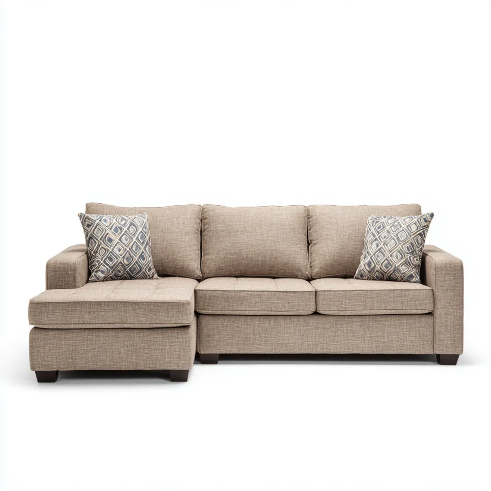 Divano angolare in tessuto 240x160x85 cm - Beige - Design moderno